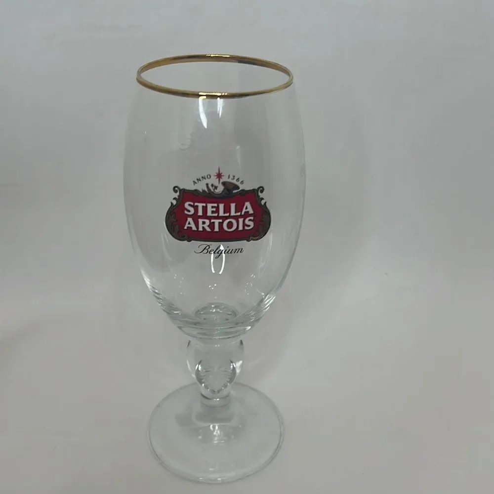 Stella Artois Belgium Draft  Ale Lager Beer 16 Ounces Red Gold Trimmed G…